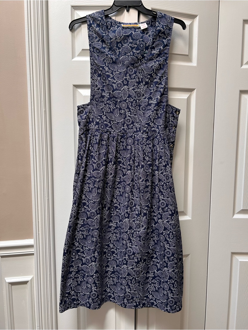 Sleeveless Navy Floral Midi Dress